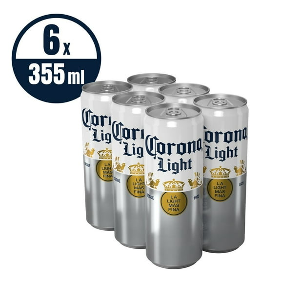 Cerveza clara Corona Light 6  latas de 355 ml c/u