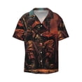 thumbnail image 5 of Picia Dark Skull King Throne Men's Linen Shirts Short Sleeve Cuban Beach Shirts Casual Shirts Button Down Shirt for Men Beach Summer Wedding Shirt-Large, 5 of 7