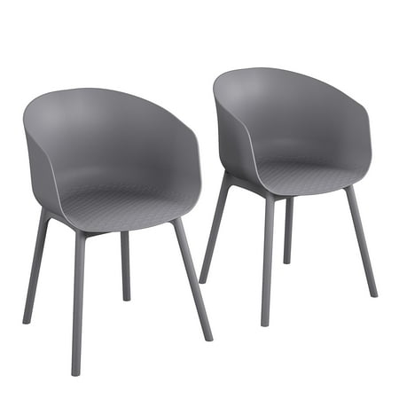 Novogratz Poolside Collection, York XL Dining Chairs, Indoor/Outdoor, 2-Pack, Charcoal