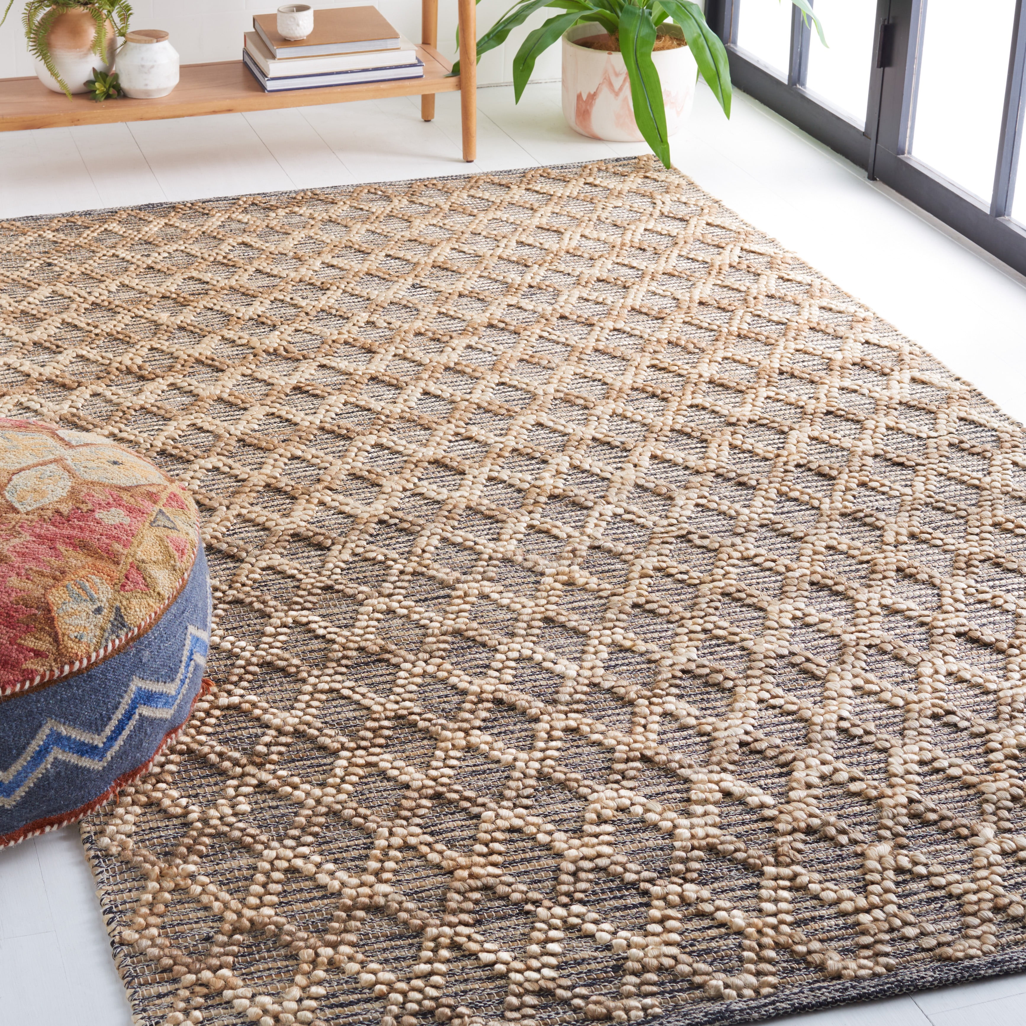 SAFAVIEH Natural Fiber Jeana Geometric Area Rug, Natural/Black, 3' x 5'