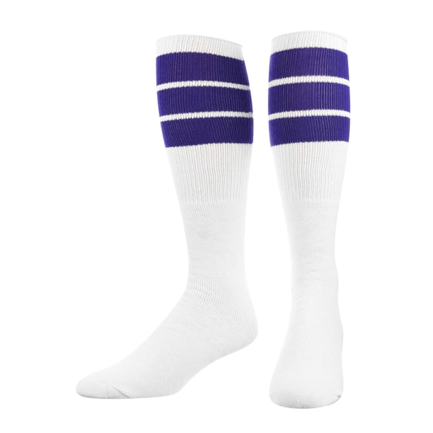 Calcetines TCK Retro con tubo de 3 rayas, color morado, talla mediana