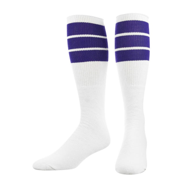 Calcetines TCK Retro con tubo de 3 rayas, color morado, talla mediana