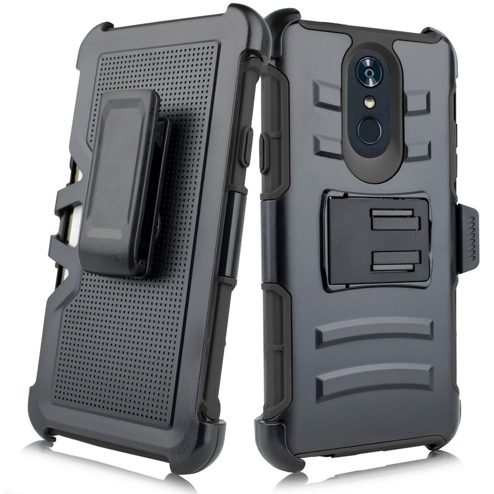 for 5.7" LG Stylo 4 Phone Belt Clip Holster Kicktands Hybrid 2 Layer