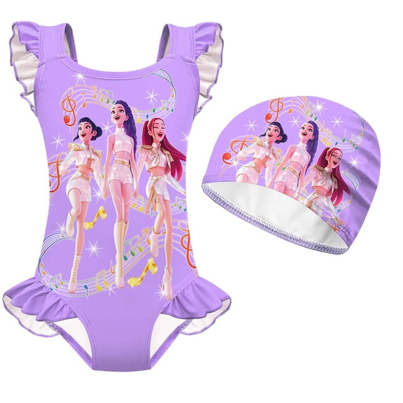 K-pop Wizard Print Teen Onesie Swimsuit Set