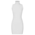 thumbnail image 4 of Lilgiuy Women's Casual Slim Fit Solid Color Turtleneck Sleeveless Hip Dress Fall Dresses for 2022 Spring Winter, 4 of 5