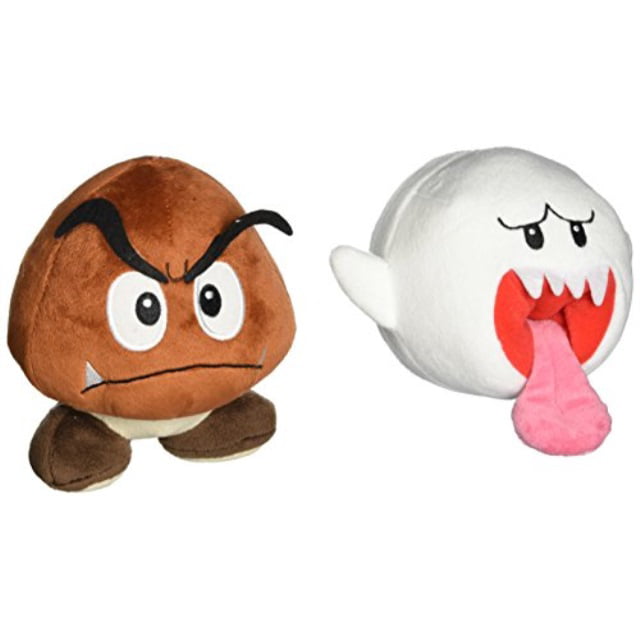 Set of 2 Super Mario Bros Boo Ghost & King Bowser Koopa Plush Doll Figure Toy