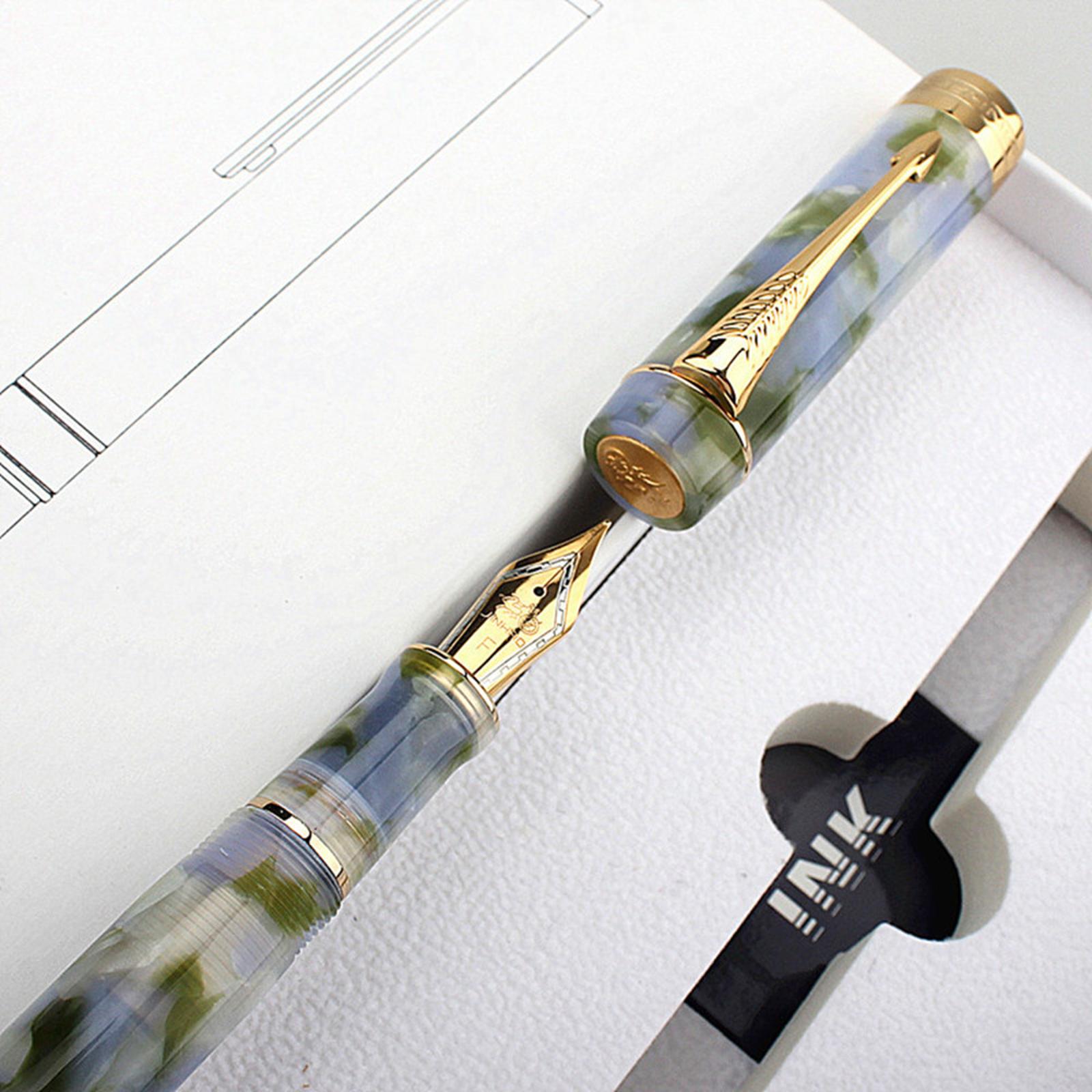 Acrylic Fountain Pen with Golden Plated Medium Nib for Men & Women