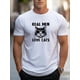 thumbnail image 1 of Playera Para Hombre de Cuello RedondoGraphic Print Men's Creative Top, REAL MEN LOVE CATS Casual Short Sleeve Crew Neck T-shirt for Summer Outdoor Tee For Adult, Men, Women, Teen, Teenager, Adolesce, 1 of 6
