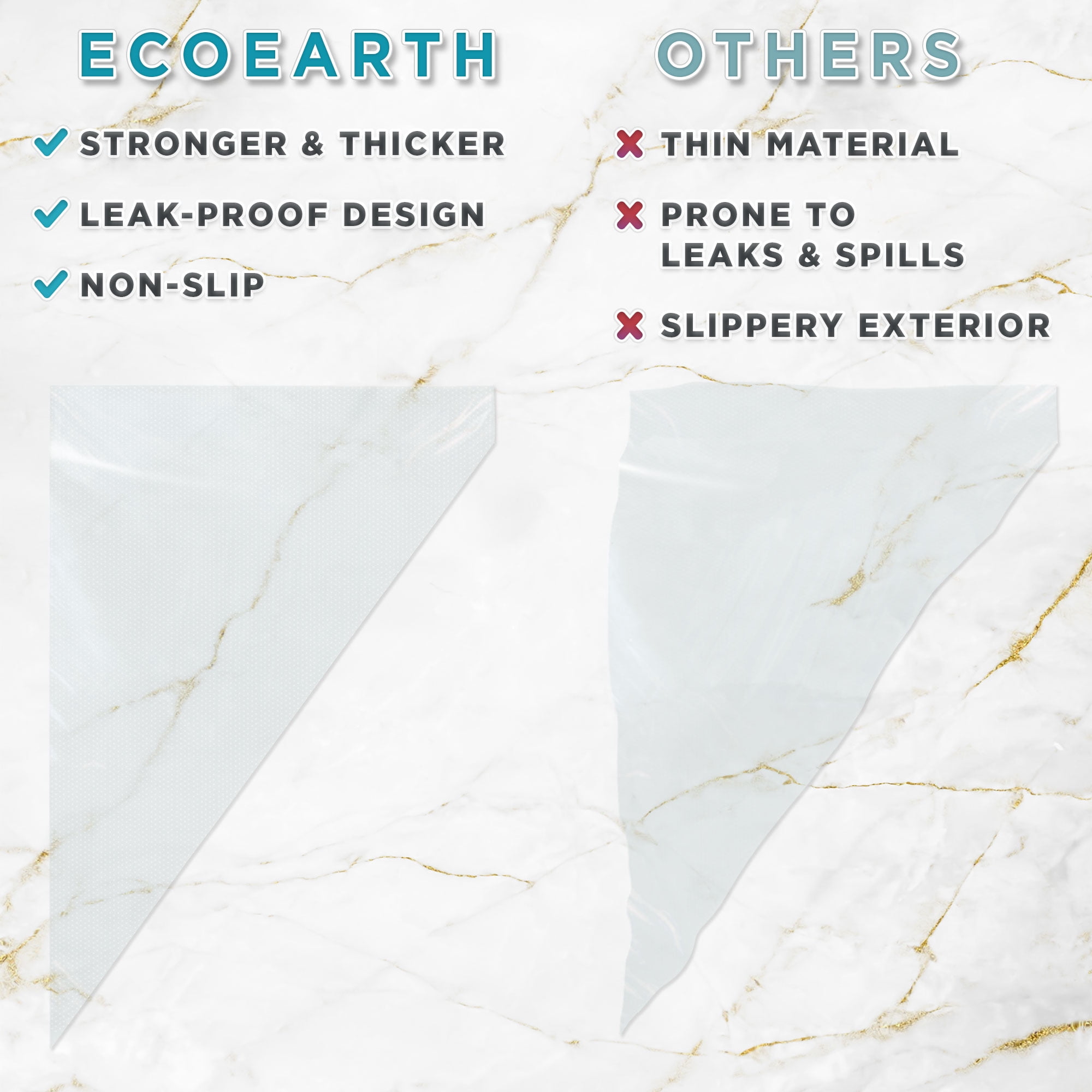 Disposable Piping Bags (12”, 100 Pack) for Decorating Cakes, Pastry Bags for Cupcakes & Cookies Frosting by EcoEarth