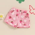 thumbnail image 3 of Toddler Baby Girl Floral Denim Shorts Summer Elastic Waist Flower Print Short Jeans Pull On Denim Shorts with Pockets, 3 of 7