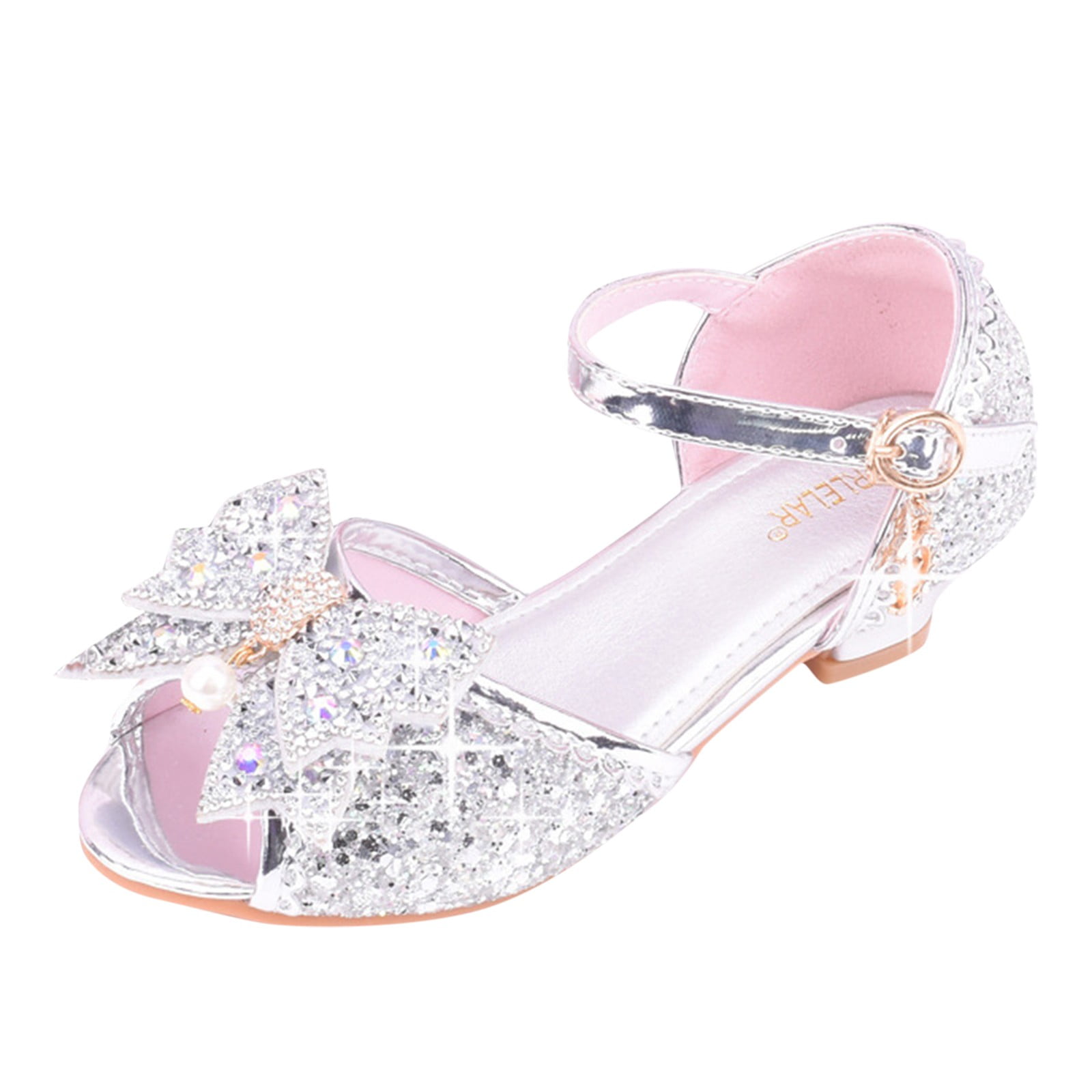 Kids Girls Sneakers With Diamond Shiny Princess Bow High Heels Cute ...