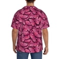 thumbnail image 3 of Uemuo Pink Butterfly Pattern Cotton Linen Short Sleeve Shirts,Casual Lightweight Button Down Shirts,Vacation Beach Summer Tops-Medium, 3 of 7