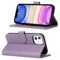 thumbnail image 3 of Dteck Wallet Case for iPhone 11 6.1", Shockproof Magnetic Flip Kickstand Embossed Pattern PU Leather Card Slots Protective Cover with Hand Strap For iPhone 11,Purple, 3 of 11