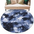 thumbnail image 2 of Blue Gray Round Living Room Rugs 6 ft, Abstract Modern Retro Polypropylene Pigment Taxture Washable Area Rug with Non-Slip Sturdy Edge Binding Round Carpet for Kitchen Office Bedroom, 2 of 9