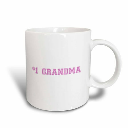3dRose #1 Grandma - Number One Grandma for worlds greatest and best grans - pink text grandmother gifts, Ceramic Mug,