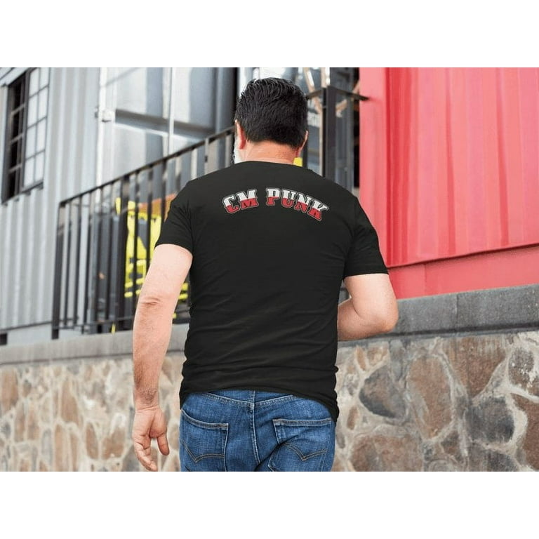 CM Punk Ribs Straight Edge Hard Core Mens Black T-shirt S
