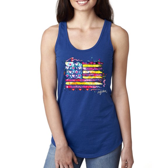 Wild Bobby, Colorful Neon Flag Hearts Love, Streetwear, Women Racerback Tank Top, Royal, Large