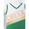 thumbnail image 4 of renvena Youth Girls Cheerleading PerformanceDancewear Cheer Sequins Printed Crop Top with Mini Skirt Cheer leader Uniform Green 14, 4 of 7
