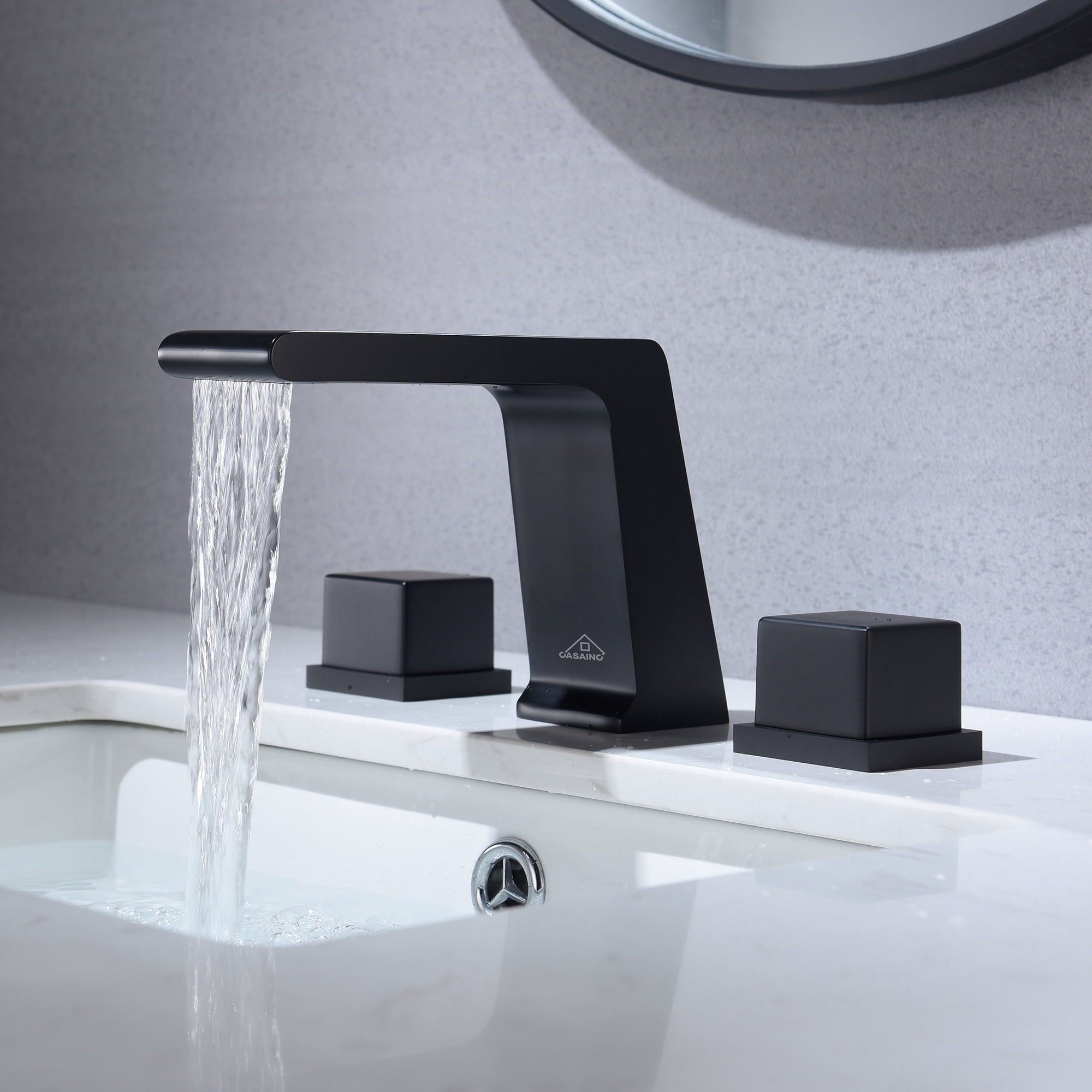 Casainc 3-Hole Deck Mounted Bathtub Sink Faucet Dual-Function Bathroom Faucet Matte Black