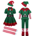 thumbnail image 3 of Disfraz de Navidad para niños Disfraz de Halloween Disfraz de elfo de Navidad verde Disfraz de adulto para padres e hijos (adecuado para una altura de 115-120 cm) JAMW Sencillez, 3 of 5