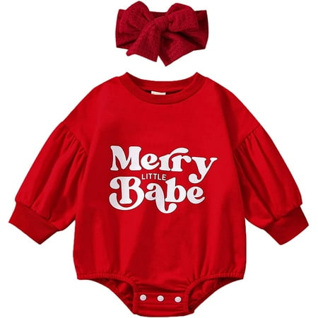 

QWZNDZGR Christmas Newborn Baby Boy Girl Romper Santa Baby Jumpsuit Long Sleeve Playsuit Xmas Clothing