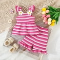 thumbnail image 2 of HAYIMI Toddler Girls Striped Camisole Tops And Lace Shorts Outfit Sets Casual Two Piece Summer Wear Trendy Clothes Sets, 2 of 5