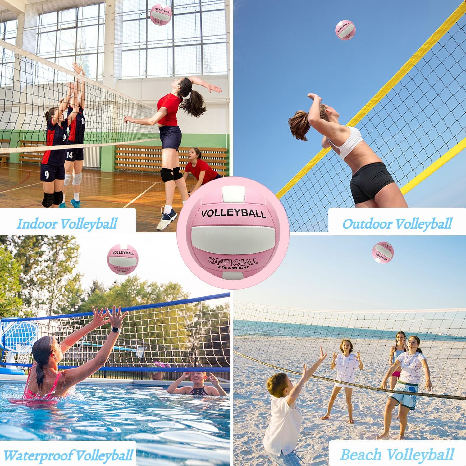 Volleyball for Indoor Outdoor, Thicker PU Soft Volleyball Kit with Ball Pump for Beach Game Gym Pool Training Play, Soft Touch