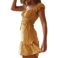 thumbnail image 2 of Women's Ruffle Sleeve Sweetheart Neckline Dots Printing Mini Dress, 2 of 5