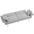 thumbnail image 6 of Modern Teddy Upholstered Accent Loveseat Sofa with Side Pocket, Folding Sleeper Sofa Bed with Foldable Armrest, Adjustable Backrest and Golden Metal Legs for Living Room (Gray), 6 of 11