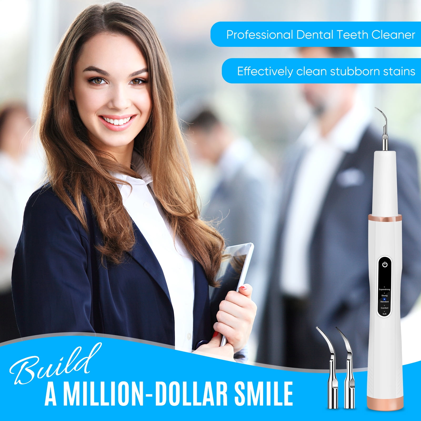 Plaque Remover for Teeth, Electric Tooth Cleaner Tartar Remover for Teeth with LED Light,3 Modes Rechargeable Teeth Cleaning Kit with Dental Tools, 2 Replaceable Heads