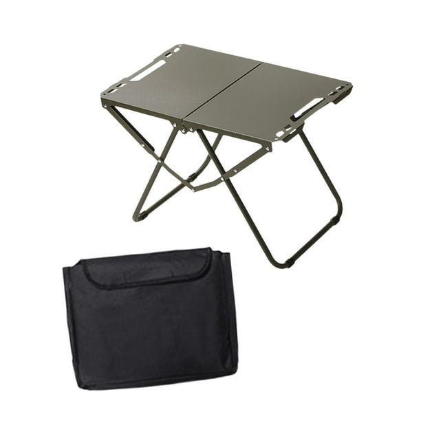 Mesa plegable para acampar, mesa para exteriores con bolsa de almacenamiento, mesa plegable multiusos Verde