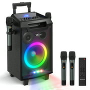 VeGue Karaoke Machine with Bluetooth with 2 UHF Wireless Microphones,Colorful LED Lights, VS-0866