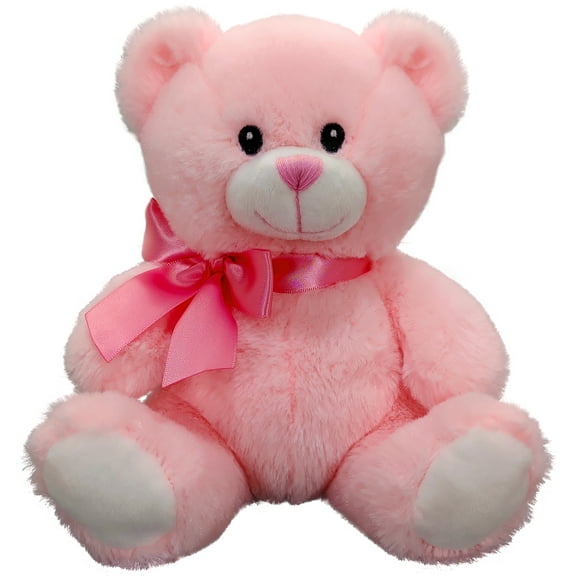 OCINAPALS 8" Pink Embroidered Eye Teddy Bear with Pink Ribbon