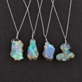 thumbnail image 2 of AA+ Raw Ultra Mix Fire Ethiopian Opal Stone Handmade Dainty Pendant Necklace For Women, Healing Chakra Birthstone Jewelry, Rhodium Plated 925 Sterling Silver Chain 18 inch, Wedding Gifts, 2 of 4