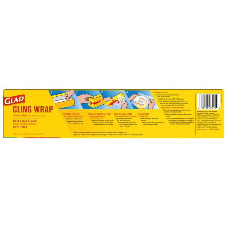 Glad Cling N Seal Plastic Food Wrap 300 Square Foot Roll