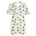 thumbnail image 5 of PNTUTB Women's Casual Fashion Print Collared Short Sleeve Pocket Top with Elastic Waist Shorts Comfortable Pajama Set, 5 of 6