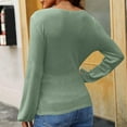 thumbnail image 4 of TKLPEHG Long Sleeve Shirts for Women V Neck Pleated Knit Shirt Lightweight Loose Classic Solid Color Casual Fashion Blouses (Green,XL), 4 of 7