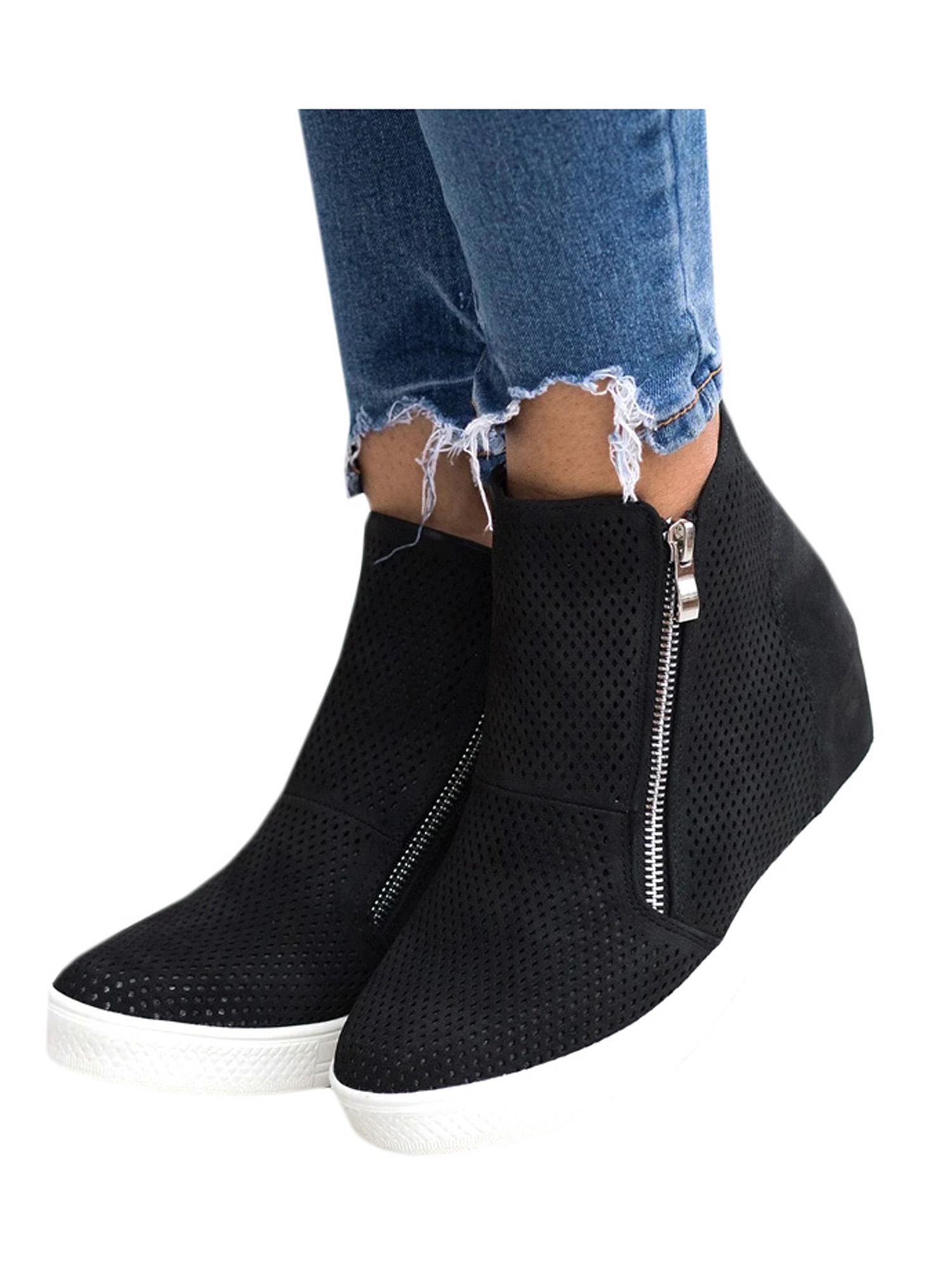 mesh hollow out platform wedge sandals