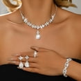 thumbnail image 3 of AEXTO Square Red Jewelry Sets Rhinestone Wedding Necklace Earrings Bracelet Set Prom Formal Costume Jewelry for Women and Brides, 3 of 9