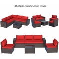 thumbnail image 4 of Kullavik Ensemble Sectionnel en Osier d'Extérieur 6 Pcs avec Coussins, Rouge, 4 of 5