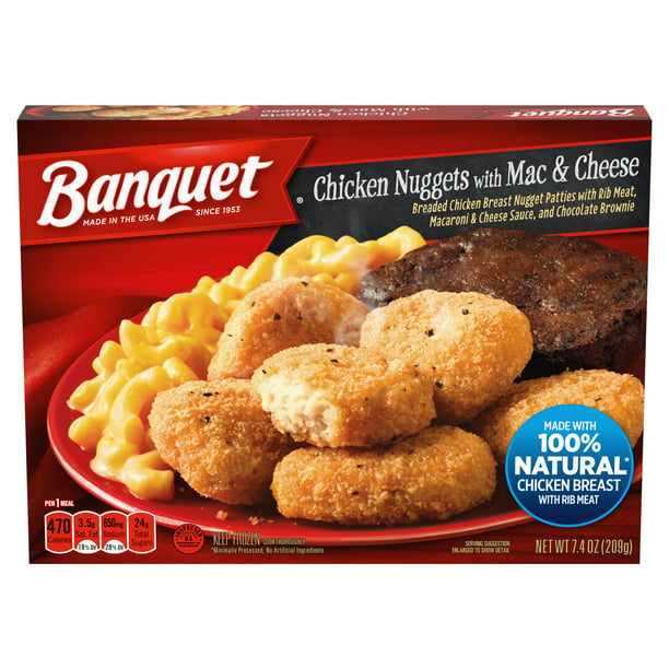 Banquet Chicken Nuggets, Mac Cheese, Brownie Frozen Meal, 7.4 oz ...
