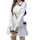 thumbnail image 1 of Slatcetga Vestido con cuello vuelto, cintura elegante, adelgazante, manga larga, cintura alta, pajarita, vestido de mujer para primavera blanco L, 1 of 8