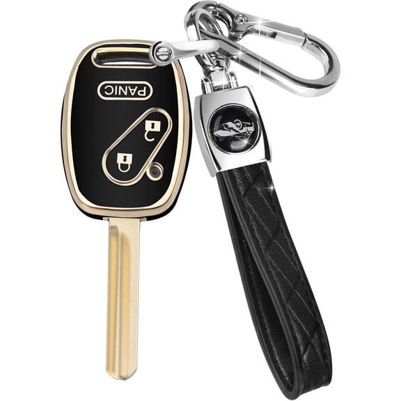 Key Fob Cover Compatible with Honda Accord 2003-2012 Civic 2006-2013 Pilot 2005-2015 CR-V CRZ Fit Odyssey Keychain Case Holder Protector,Black 3 Button,3 Buttons