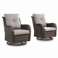 thumbnail image 3 of Patiobula Outdoor Patio Swivel Glider Chair Set of 2,All-Weather Rattan Swivel Rocking Lounge Chair with Removable Cushions for Patio Porch Pool,Brown/Gray, 3 of 12