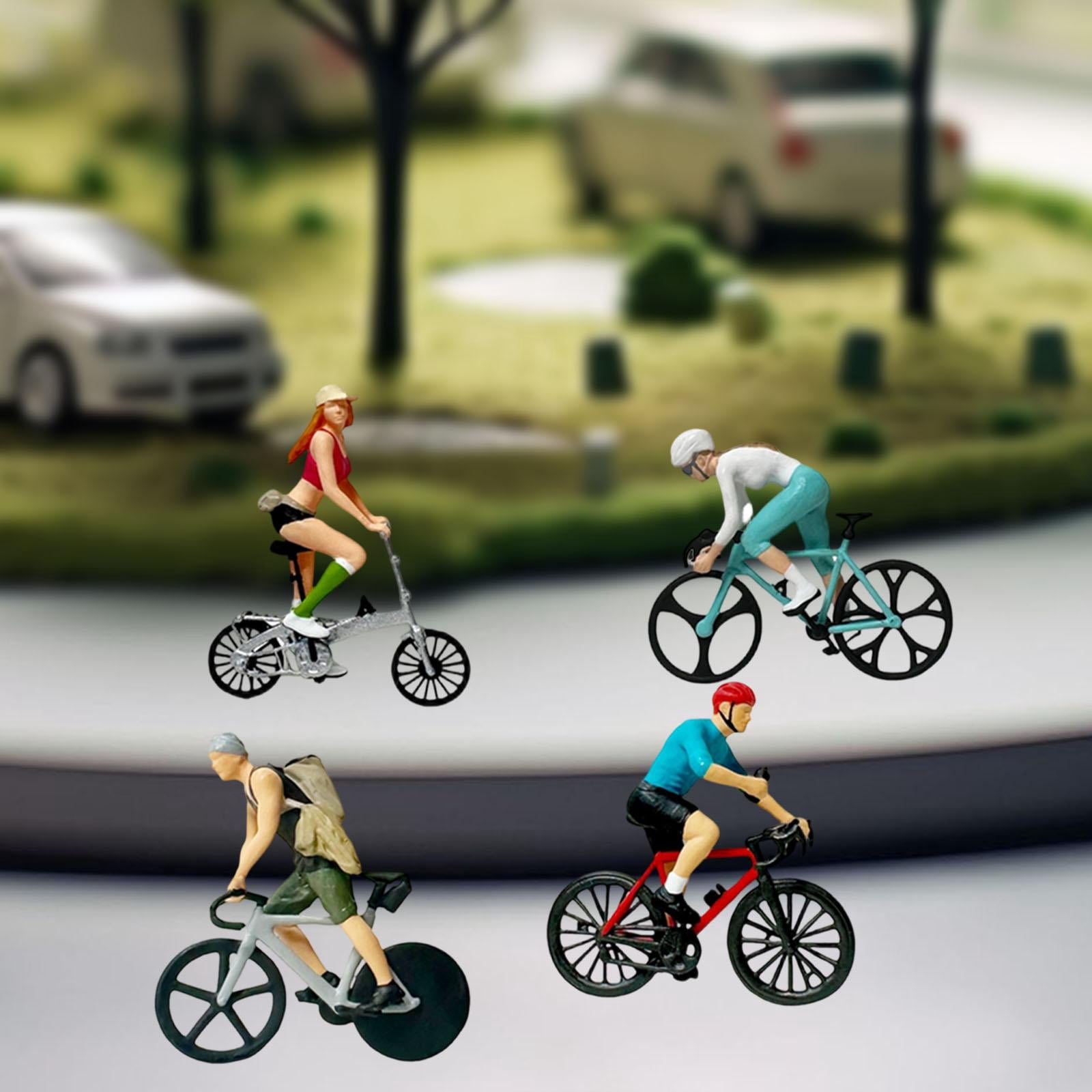 LeeQinersw 4 Pieces 1:64 Scale Rider Model Mini Figure for Miniature Scene Fairy Garden