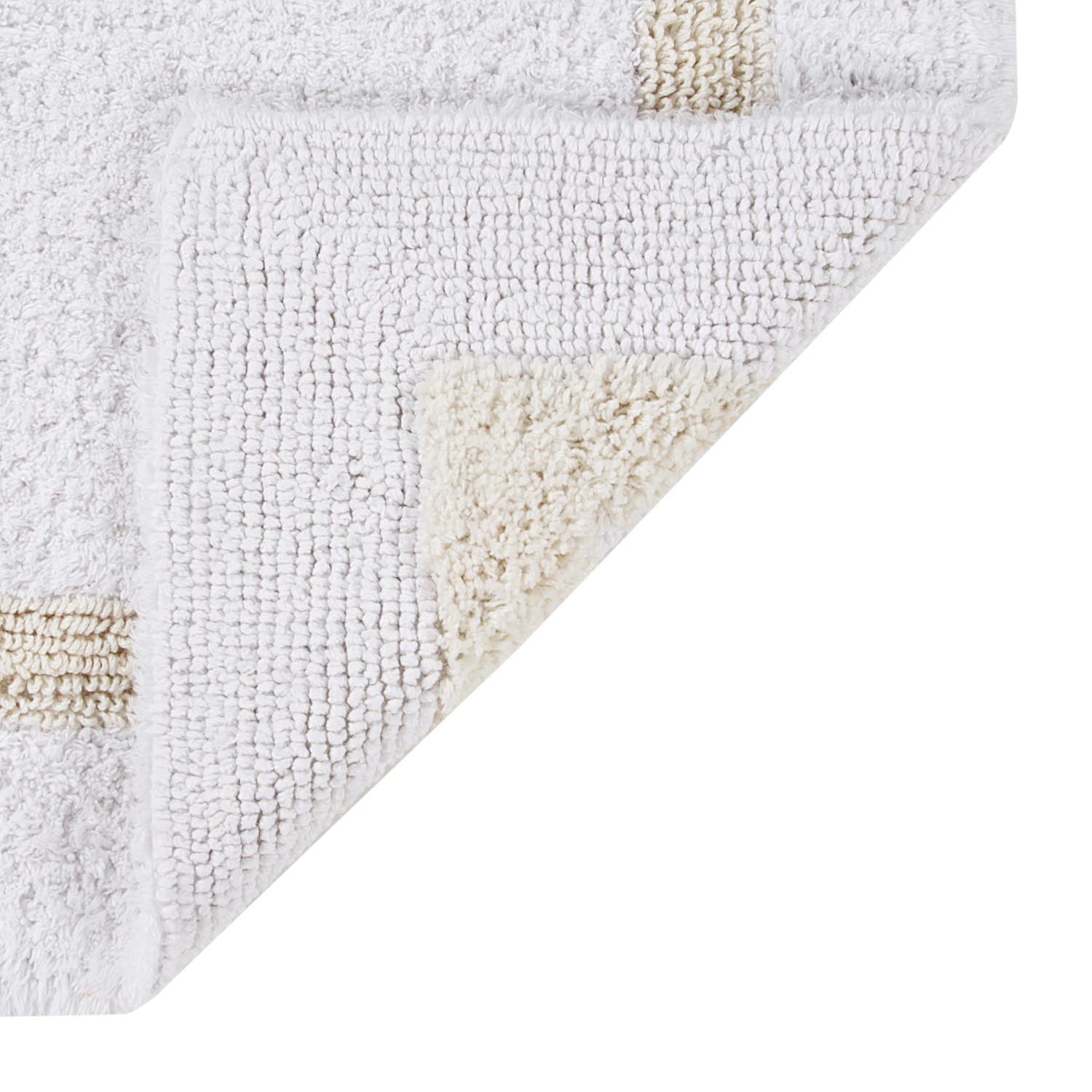 Better Trends 30'' Round Shape Bathroom Rug with Reversible Backing 100% Cotton Water Absorbent, Machine Washable Hotel Collection - White/Ivory