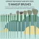 thumbnail image 2 of Green Kabuki Brush Set - 13 Premium Synthetic Makeup Brushes for Eyes, Face & Blush with Travel Bag Compatible. Ideal for Eyeshadow, Eyeliner, Powder, 2 of 4
