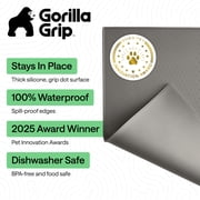GORILLA GRIP Silicone Pet Feeding Mat, 100% Waterproof, Protects Floors, 18.5x11.5 Gray