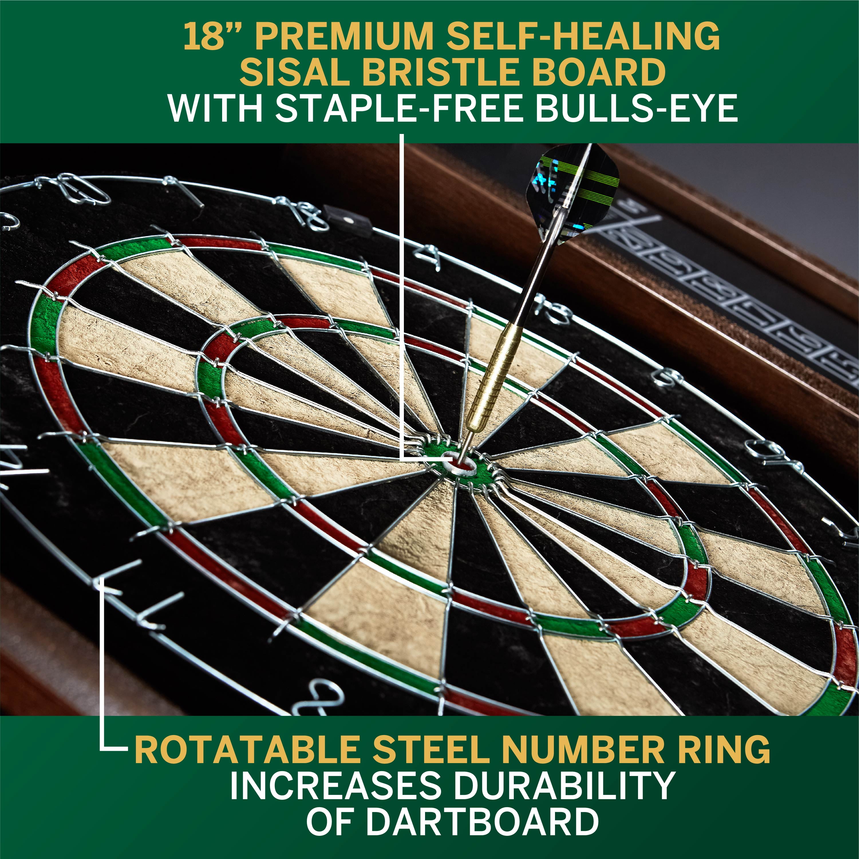 Narwhal Kingston Self Healing Bristle Dartboard with 6 Steel Tip Darts,  Official 18 Wide Dart Board 