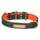 thumbnail image 1 of Collar personalizado para perros, collar con placa de identificación personalizada de cuero sintético grabado para perros Verde S, 1 of 9
